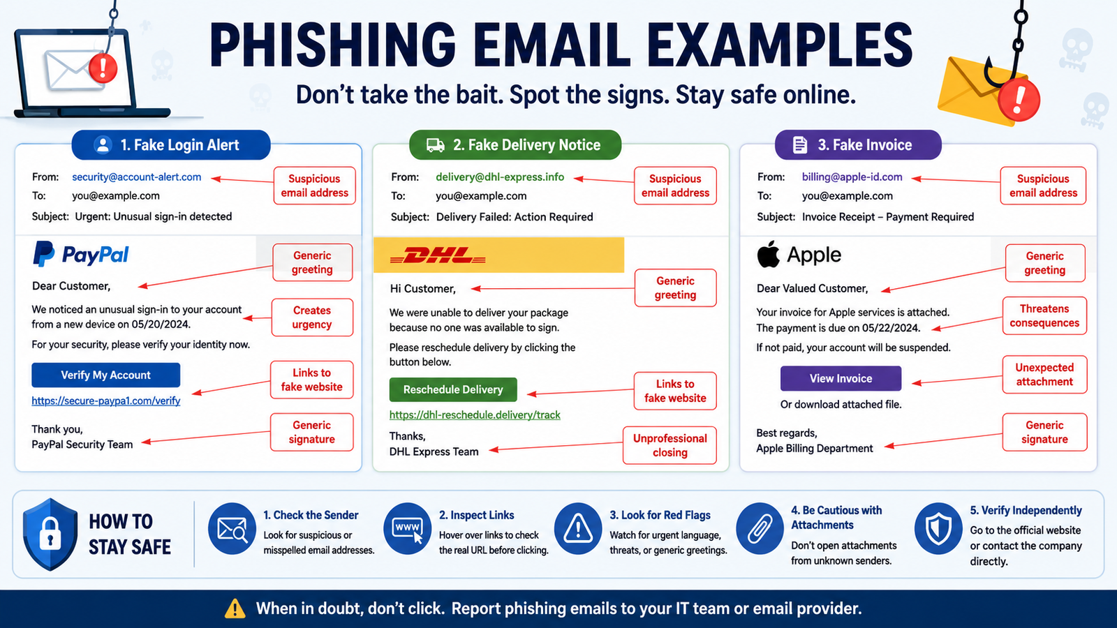Phishing Email Examples: Real Scams, Warning Signs & Prevention Tips